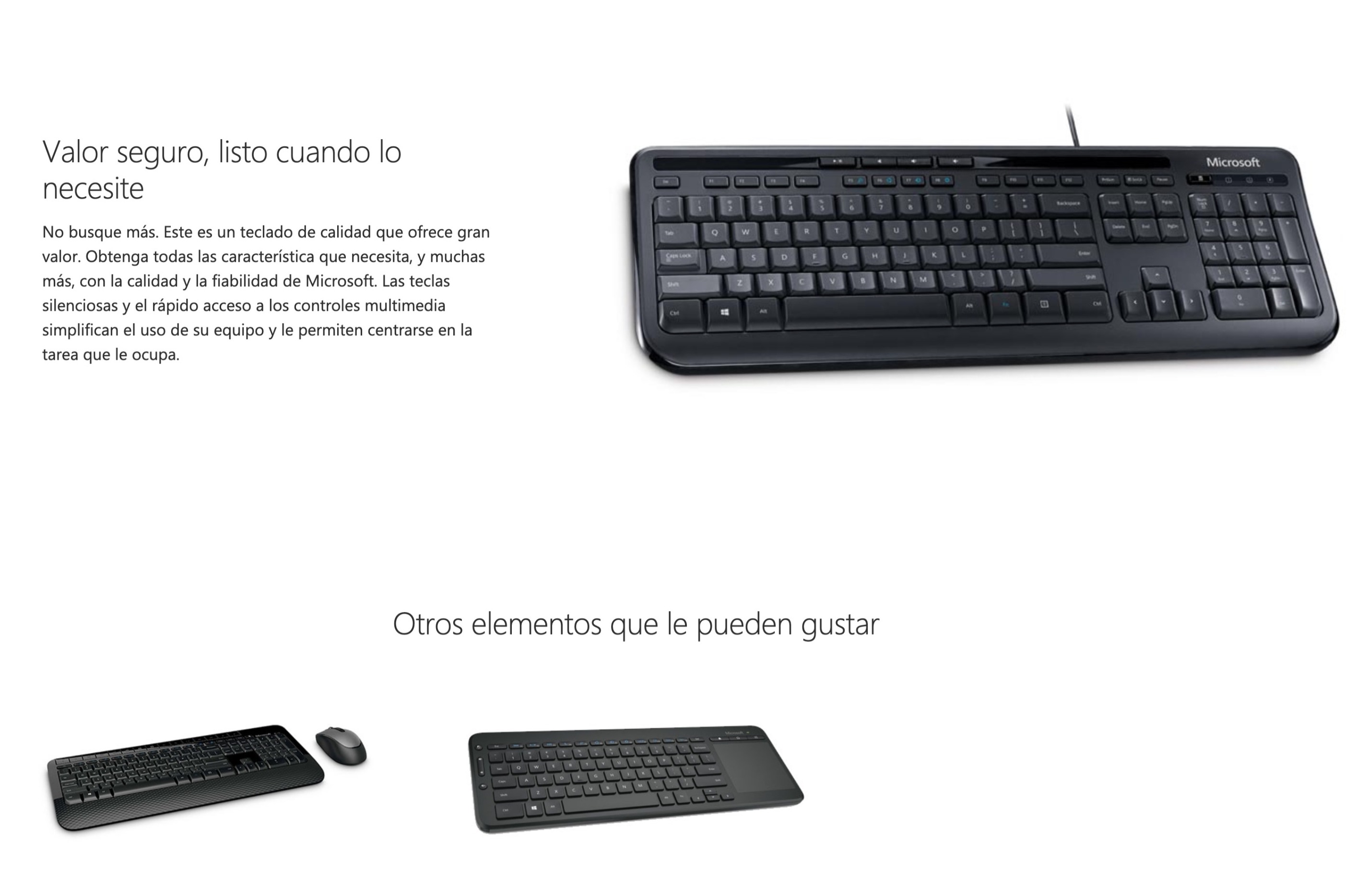 Teclado Microsoft 600, Alámbrico, USB, Negro (Español)