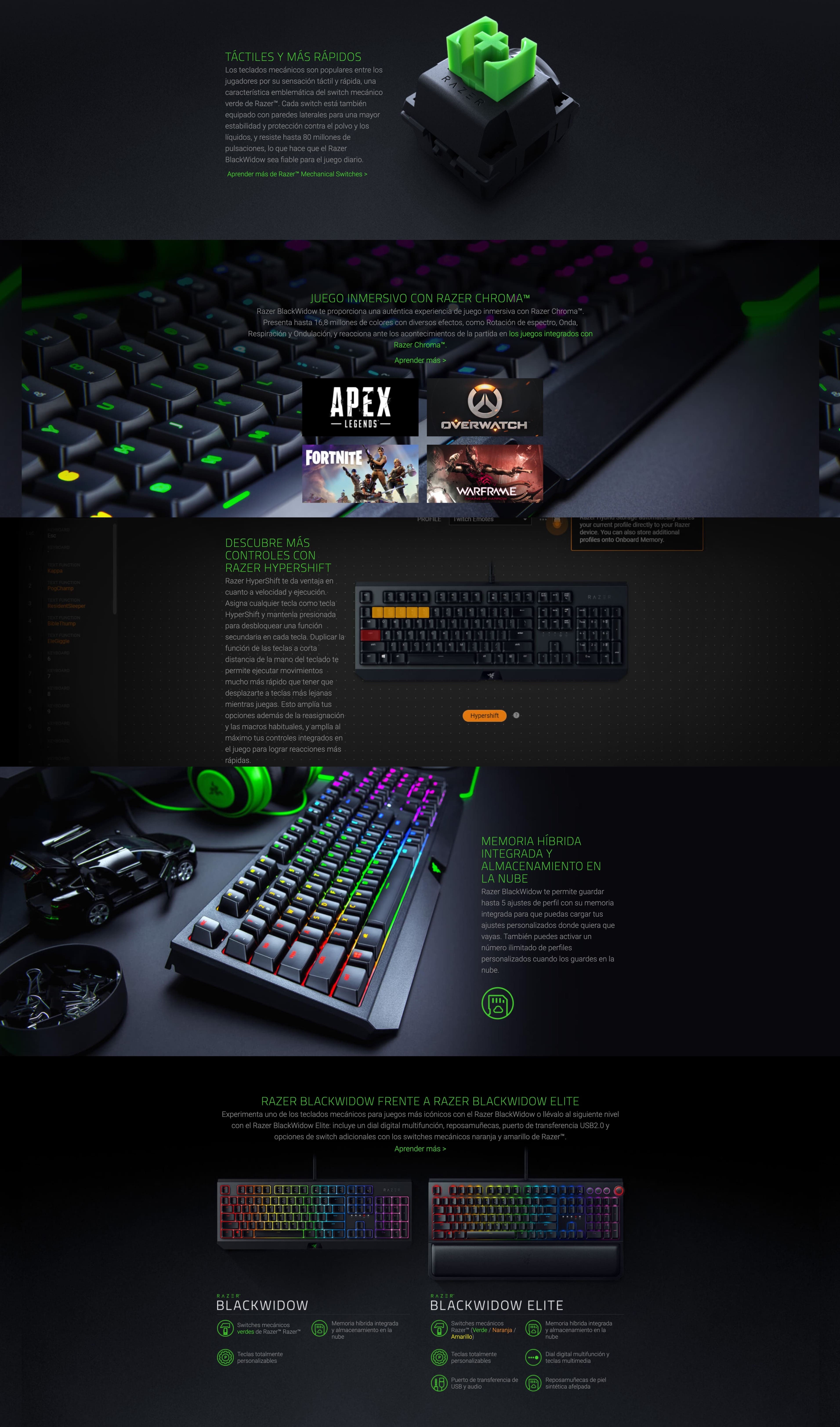 Teclado Gamer Razer Blackwidow Tournament Chroma RGB Alámbrico USB Mecanico  Negro - Digitalife eShop