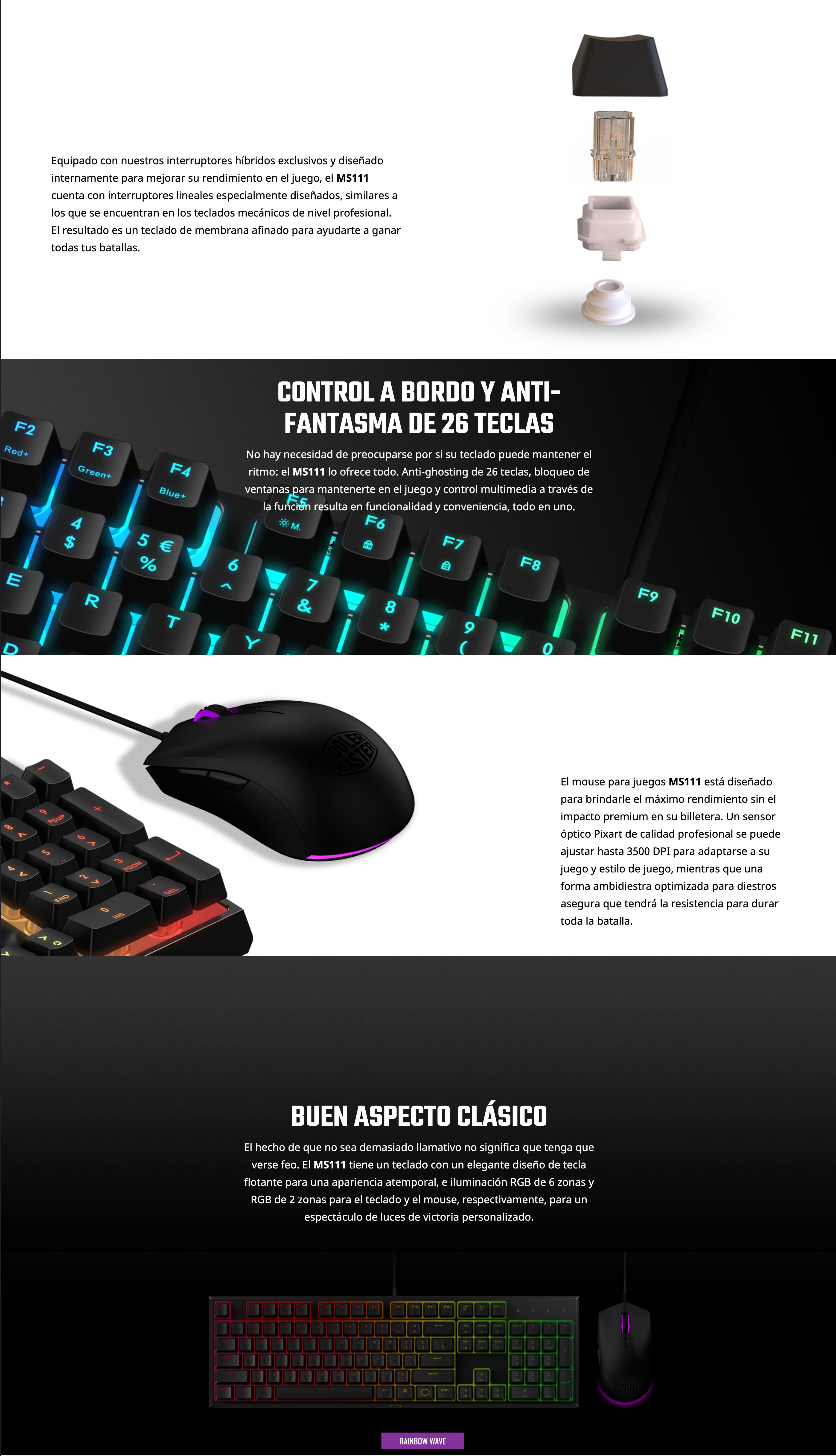 Teclado Y Mouse Cooler Master Ms111 Alambrico Usb Rgb Digitalife Eshop