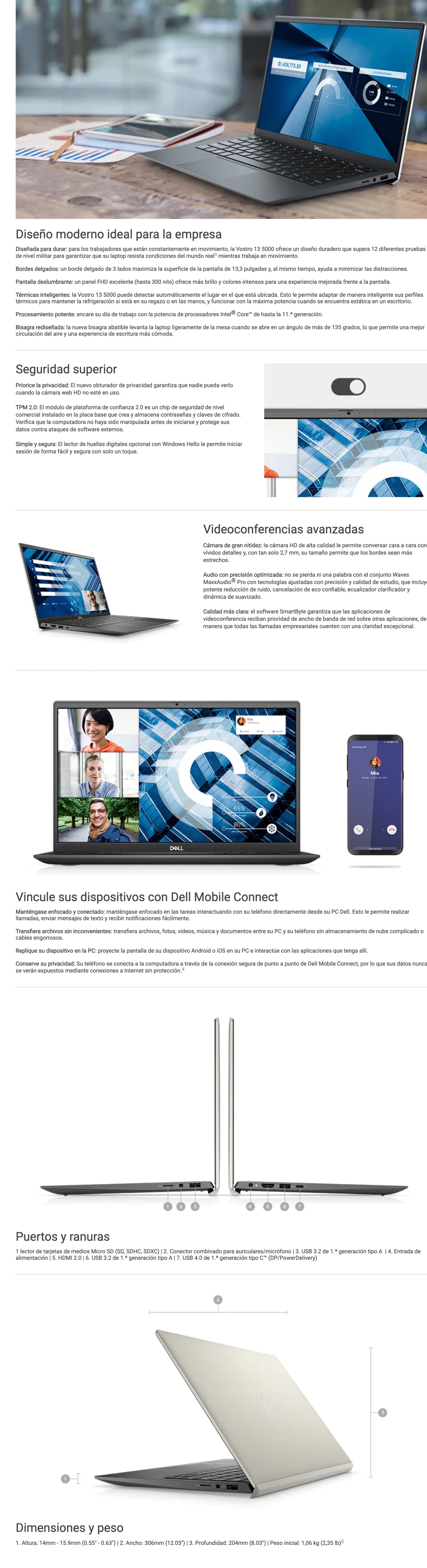 Laptop Dell Vostro 5301 13.3 Pulgadas Full HD Intel Core I7-1165G7