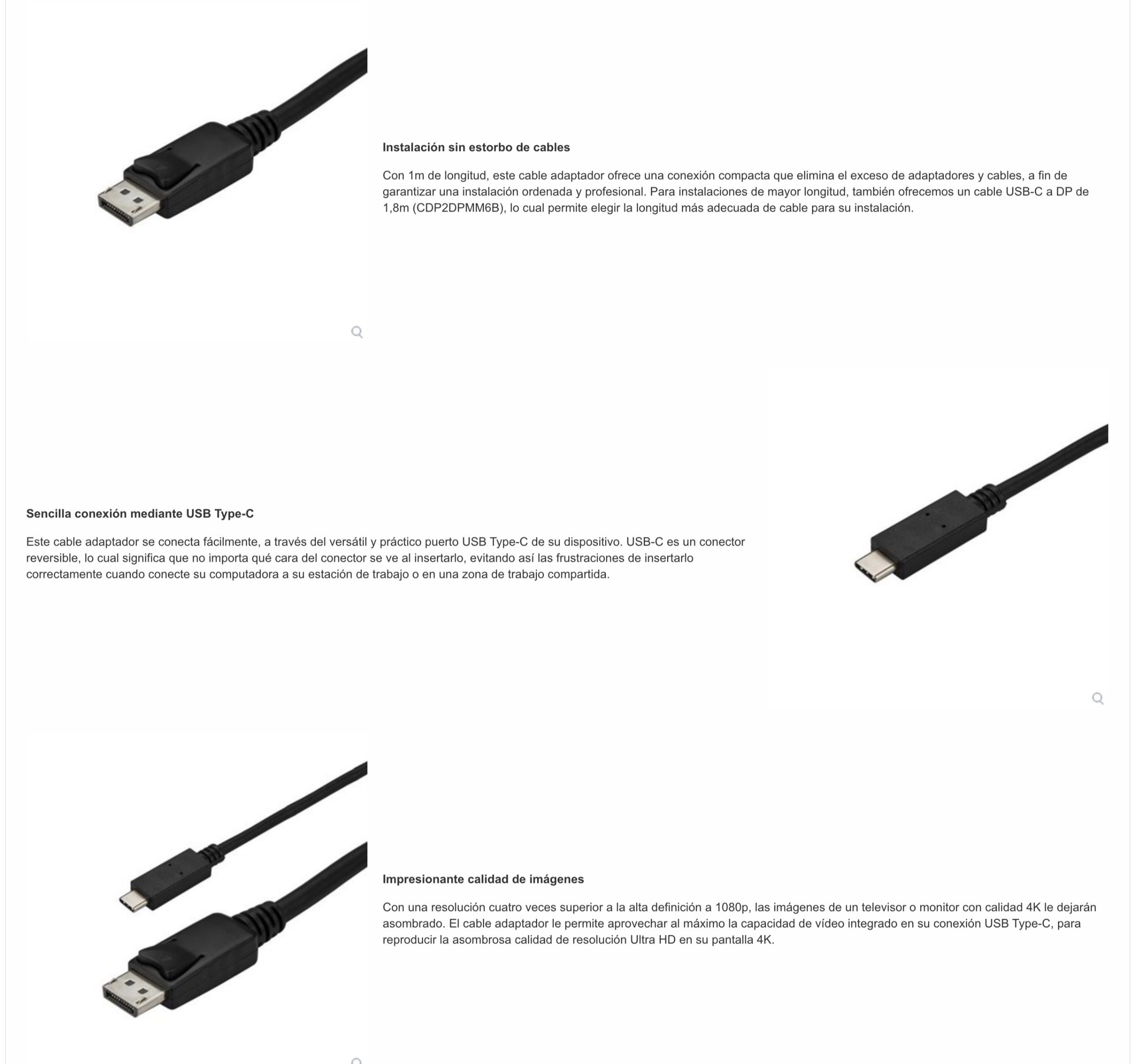 Cable Adaptador 1,8m USB-C a DisplayPort - Adaptadores de vídeo USB-C