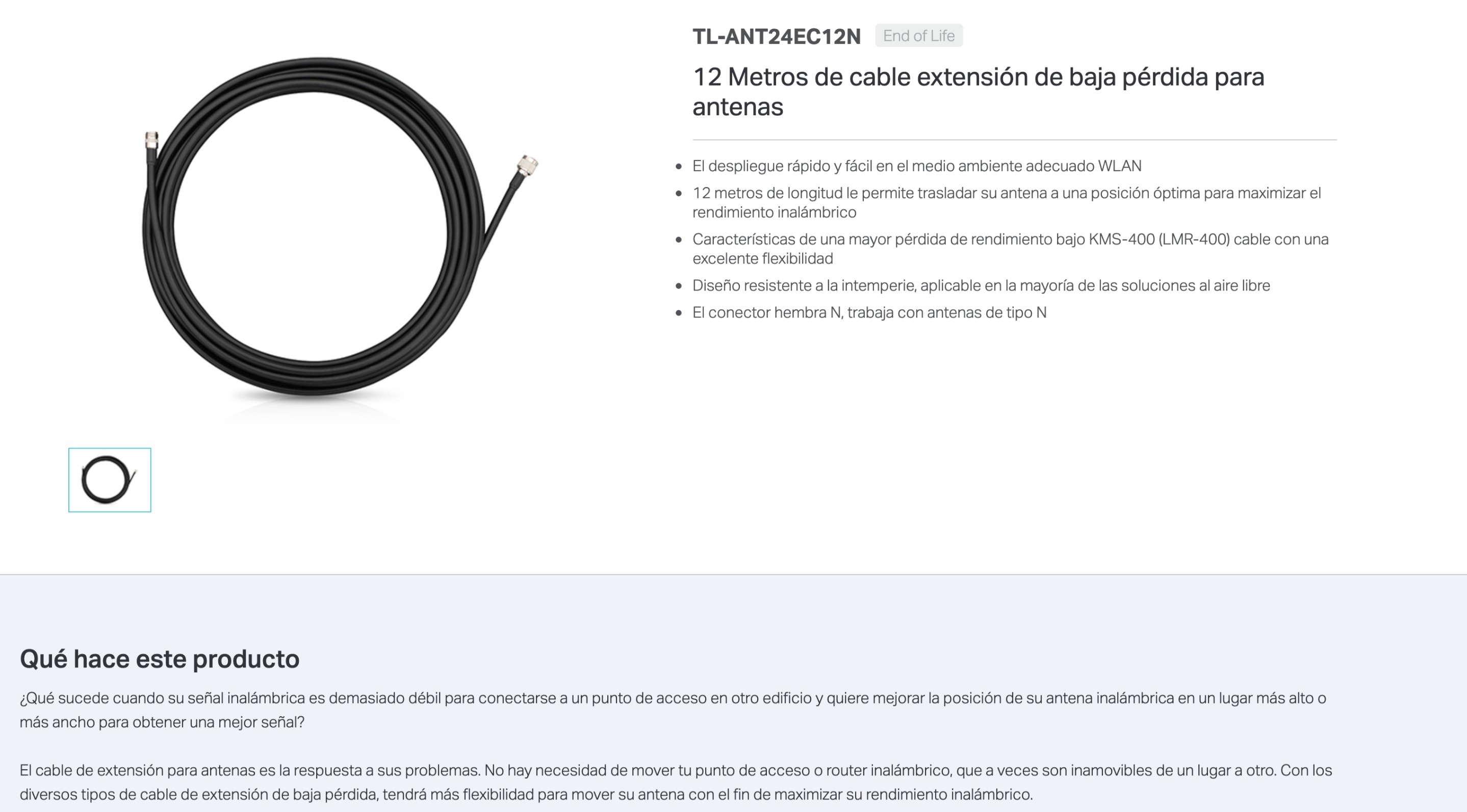 Cable para antena TP-LINK TL-ANT24EC12N