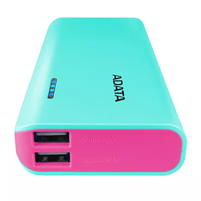 Batería Portatil Adata Pt100 10000Ma 2X USB Azul Tiffany / Rosa
