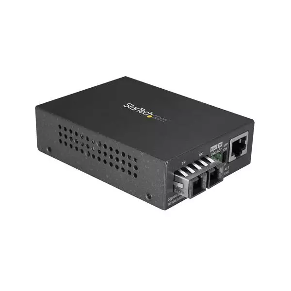 Convertidor de Medios StarTech.com Gigabit Ethernet RJ-45 a Fibra Óptica Sc Monomodo 10Km Negro