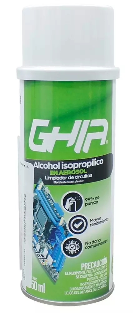 Alcohol Isopropilico Ghia para Limpieza de Computadora y Electronica 250ml  - Digitalife eShop