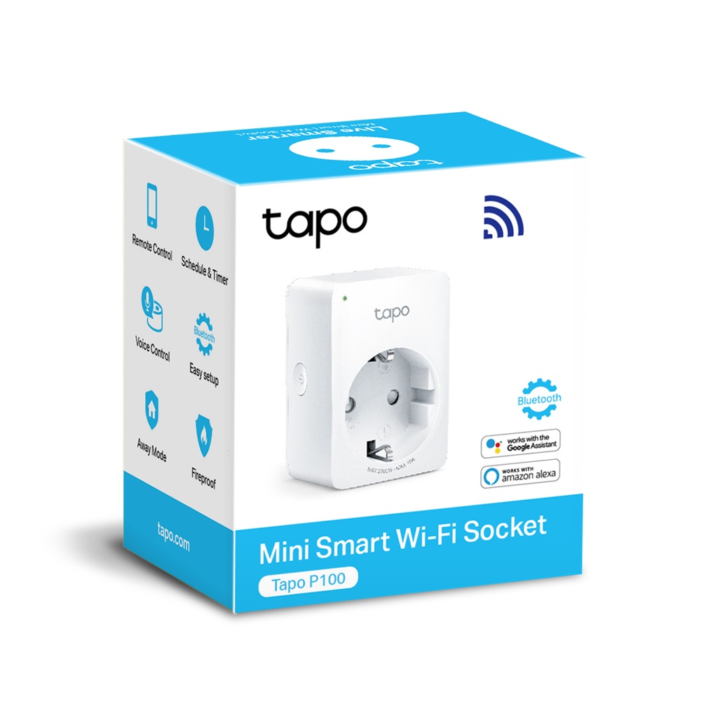 Enchufe, Contacto Inteligente Smart Tp-Link Tapo P100 WiFi 1 Conector 2990  Watts 10A Blanco 2 Piezas - Digitalife eShop