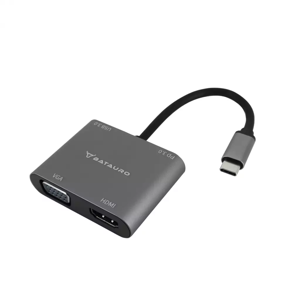 Hub USB-C Batauro 1 x HDMI 1 x VGA 1 x USB 1 x PD
