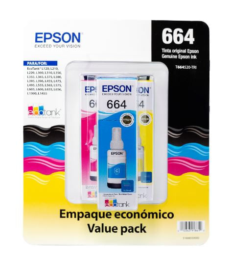 Botella De Tinta Epson T664 70ml 3 Botellas Cyan Magenta Amarillo Digitalife Eshop 5786