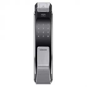 Persona australiana consumidor enchufe Cerradura Digital Samsung Shs-P718 Tactil / Biometrica / Rf Plata / Negro -  Digitalife eShop
