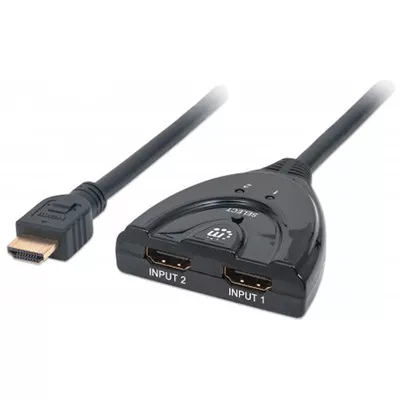 Switch HDMI Manhattan 1.3 de 2 Puertos 2X HDMI Hembra 1X HDMI Macho Negro