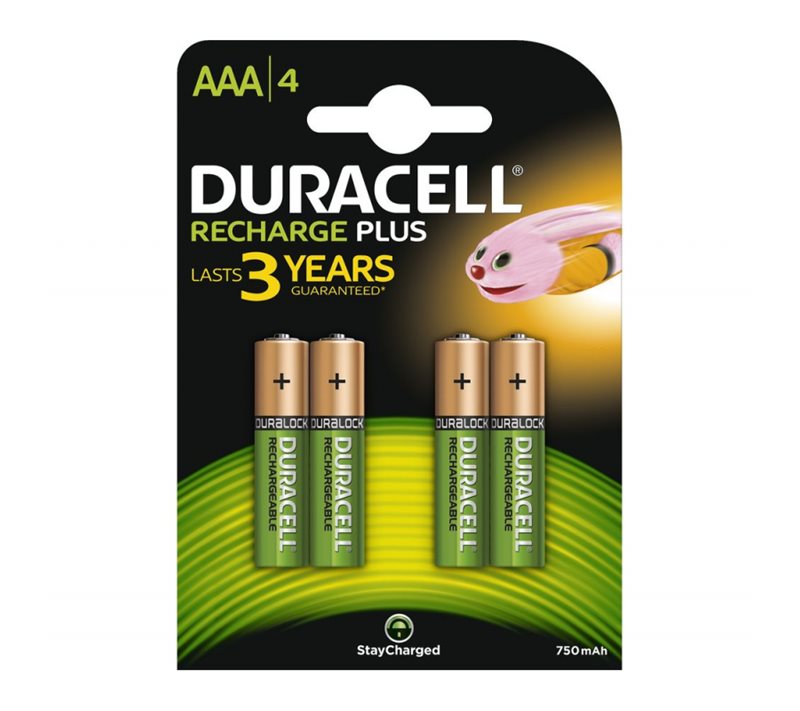 PAPELERIA DIEGO  PILA DURACELL RECARGABLE STAYCHARGED AAA 900 MAH BLISTER  DE 4 UNIDADES